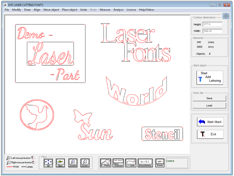 CAD Tool for fast creating of letterings, signs and stencils.